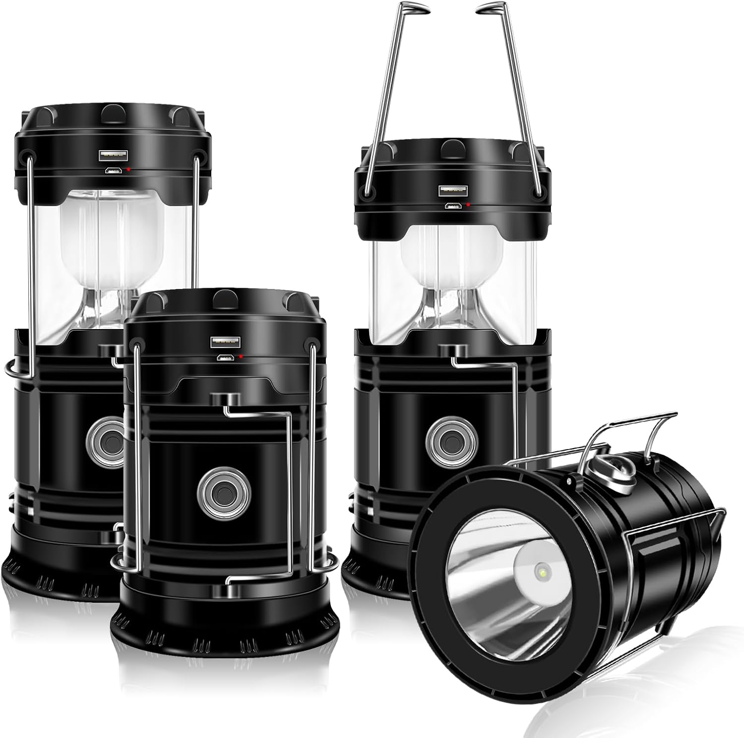 DIBMS 2-Pack Solar Camping Lantern, Collapsible Flashlight Emergency Lights