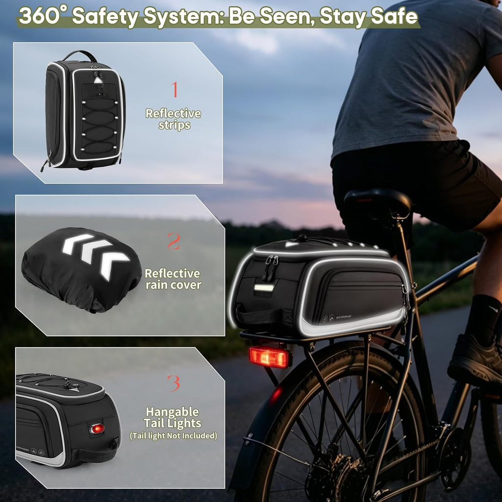RAINSMORE Bike Bags for Bicycle Rear Rack 15L-23L Expandable Bike Trunk Bag
