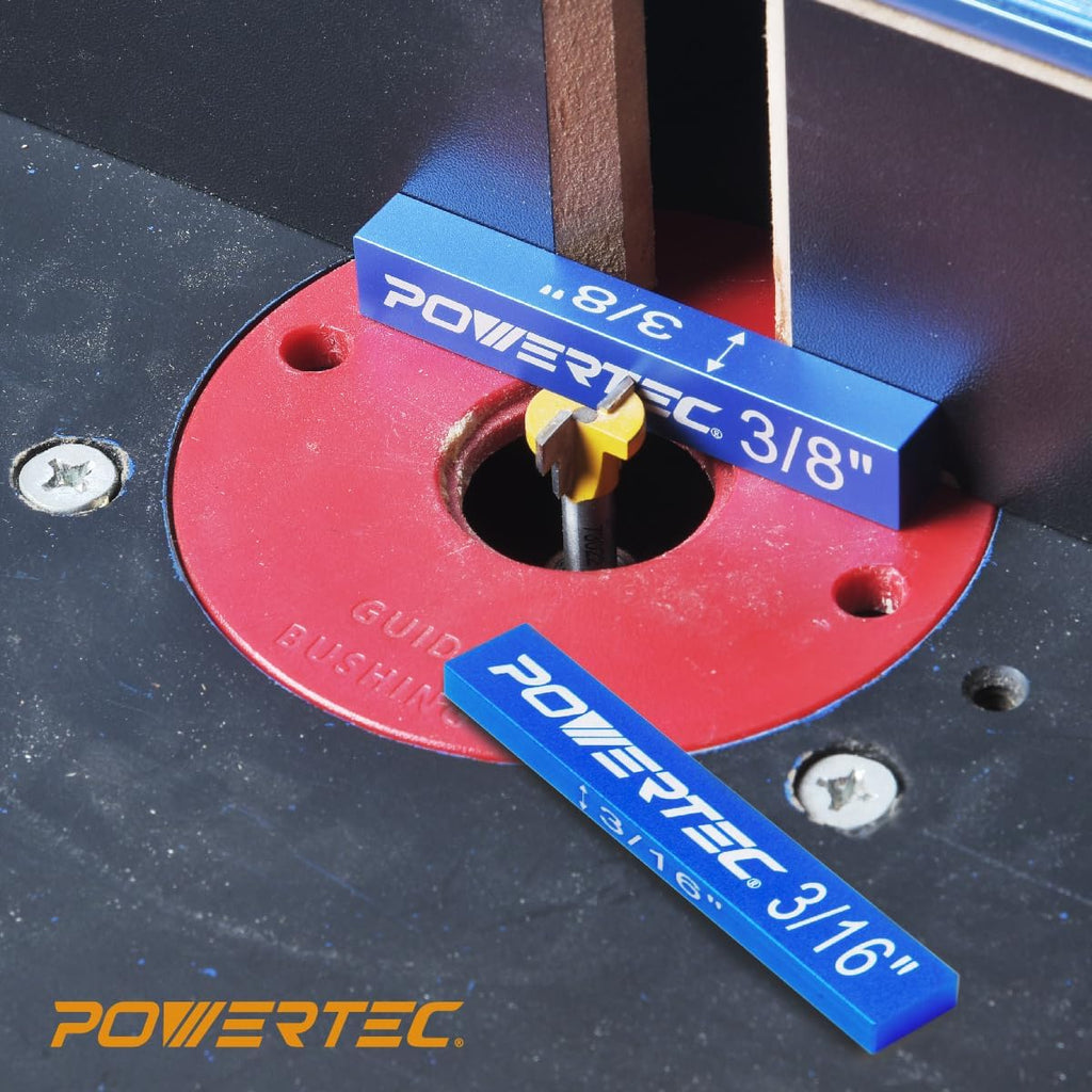 POWERTEC Setup Blocks Height Gauge 15pc Set, Router Table Setup Bars w/L Square 3pc, Machinist Square for Router Fence, Table Saw Blade, Band Saw, Drill Press (72052)