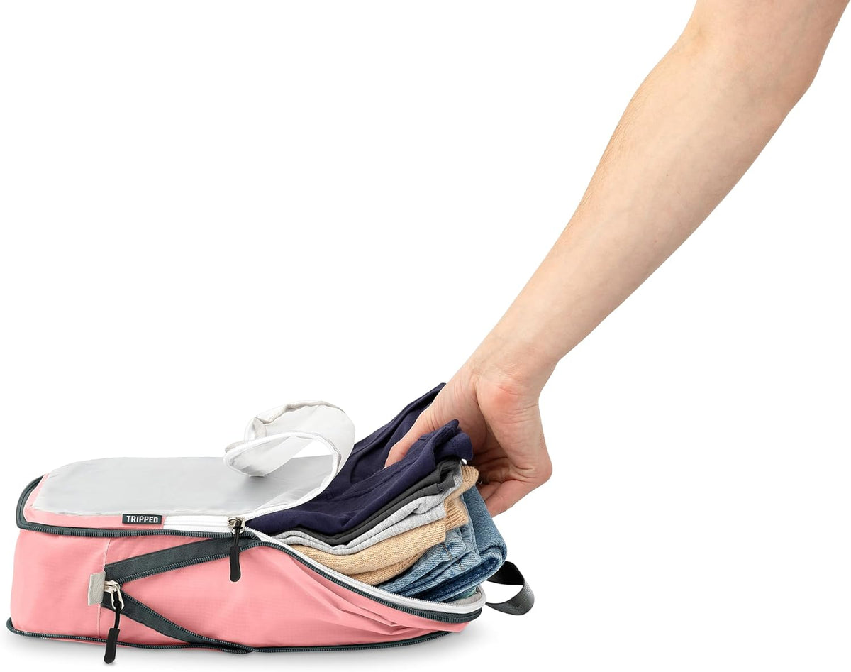 TRIPPED Travel Gear Large Compression Packing Cubes with Mesh 6-Piece Set