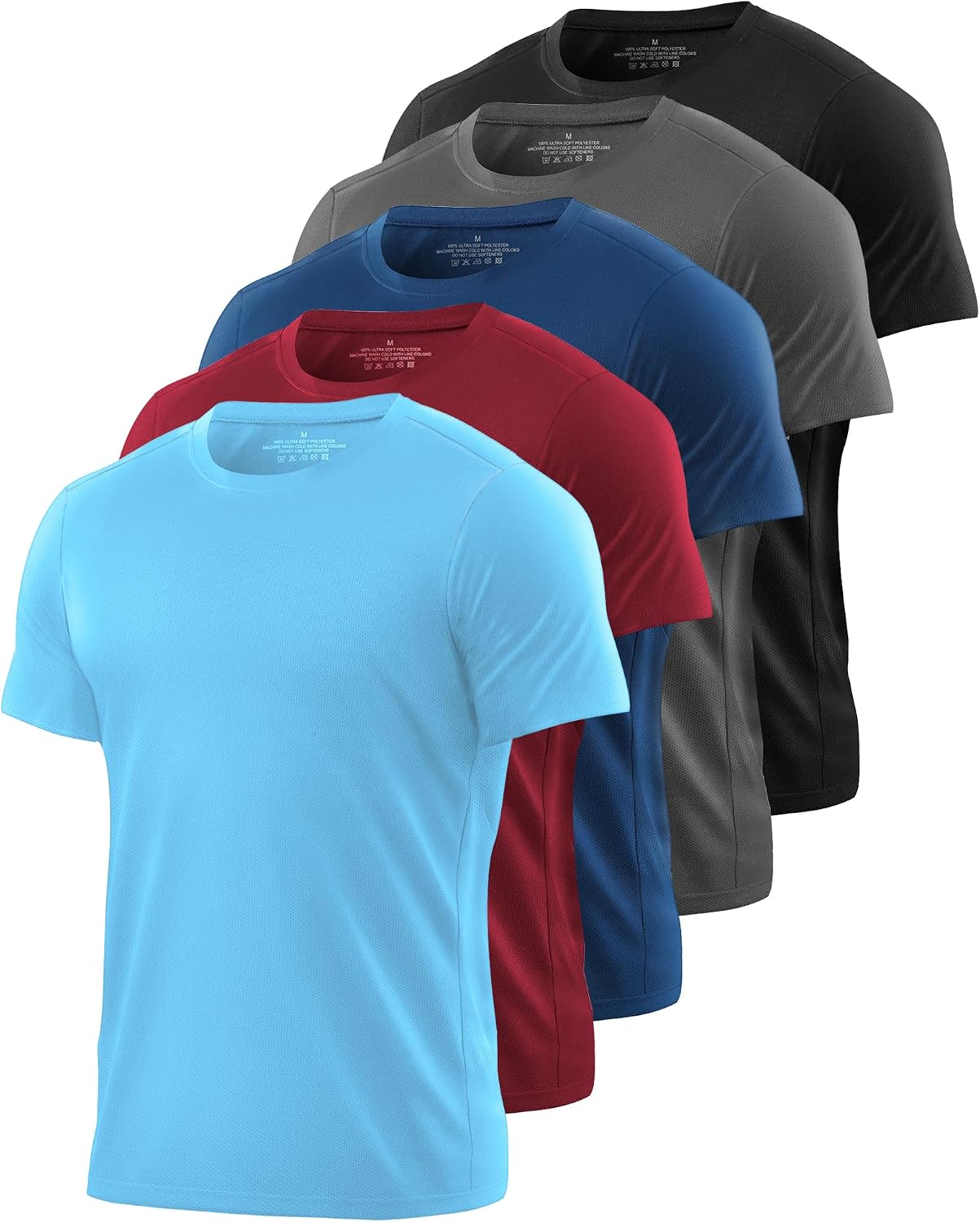 Kinglaman 1/4/5/6 Pack Men's Workout Gym Dry Fit Short Sleeve T Shirts