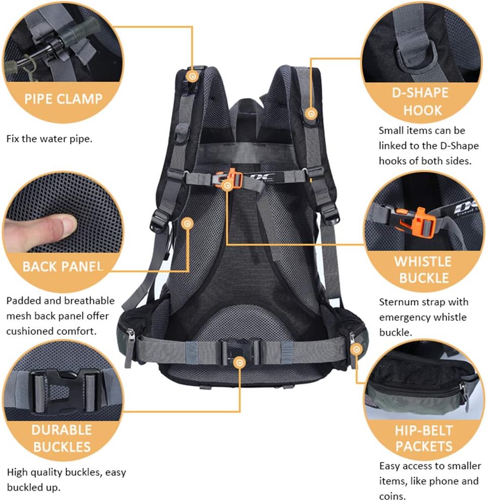 Diamond Candy 40L Hiking Backpack Waterproof Daypack for Men and Women