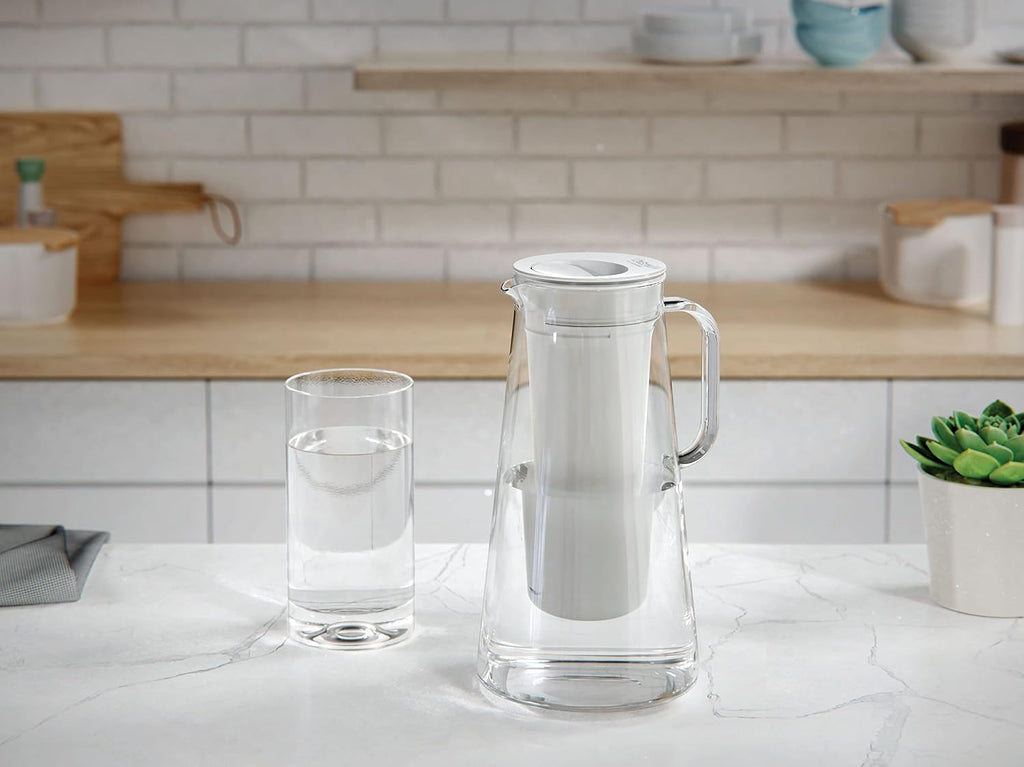 LifeStraw Home – Water Filter Pitcher, 7-Cup, White, BPA Free Designed for Everyday Protection Against Bacteria, parasites, microplastics, Lead, Mercury, PFAS, and a Variety of Chemicals