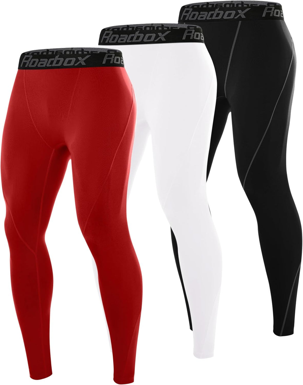 Roadbox 3 Pack Compression Pants Men, Performance Running Workout Leggings
