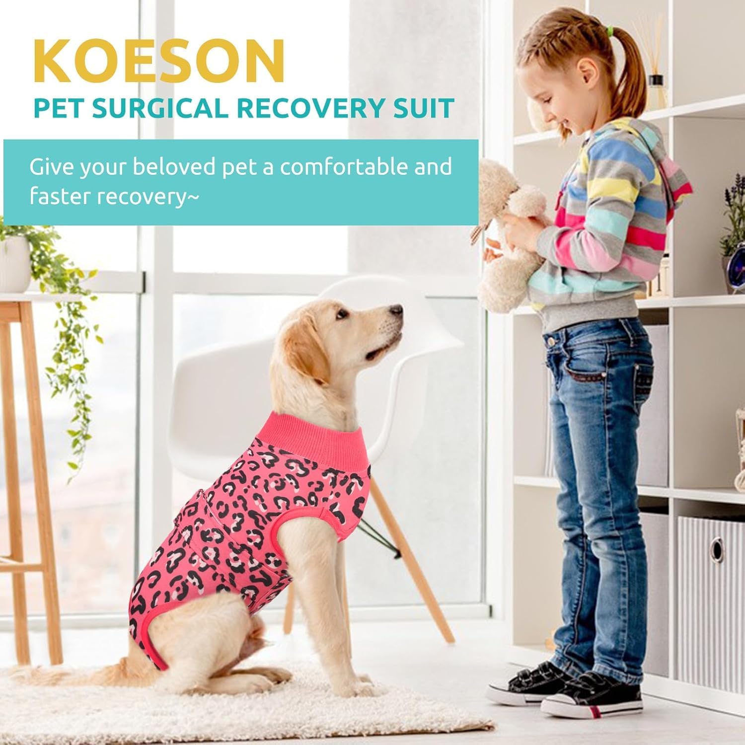 KOESON Lightweight & Soft Surgery Recovery Suit for Large Dogs Female Male