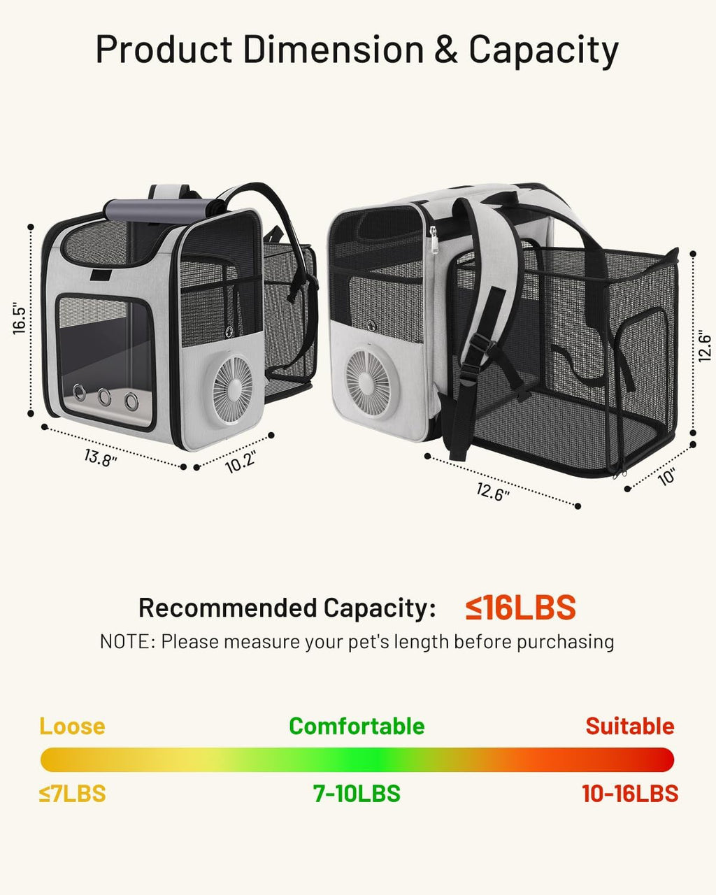 Smart Cat Backpack Carrier with Cooling Fan & Heating Pad