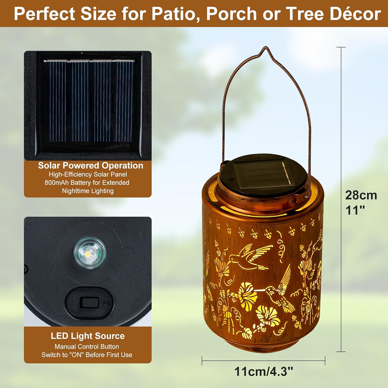 Hummingbird Solar Lantern, Birthday Gifts for Women Mom Grandma