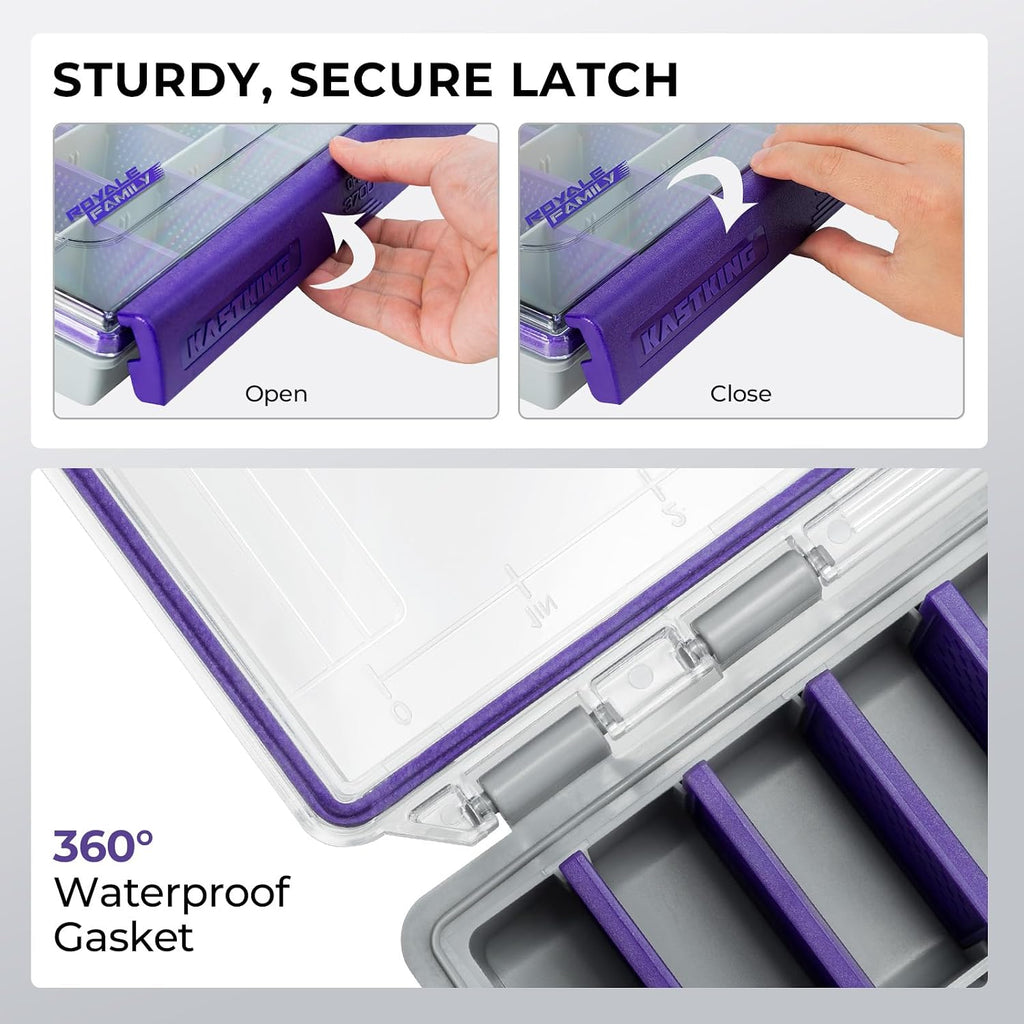 KastKing HyperSeal Waterproof Tackle Box, 3700 2 Packs, Purple