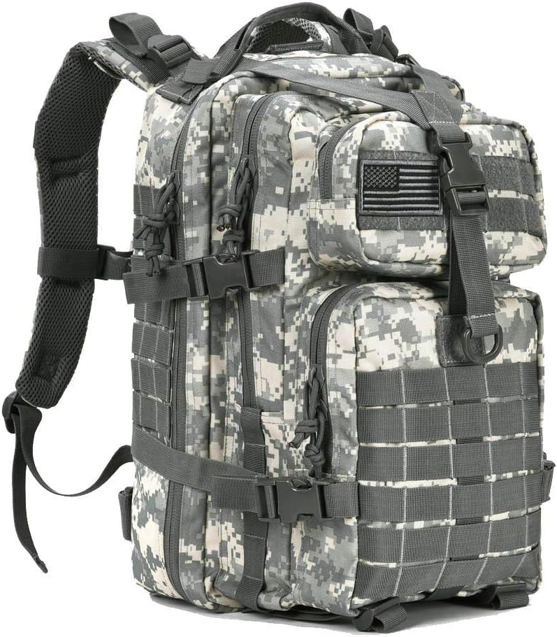 REEBOW GEAR 38L Tactical Backpack for Men 3 Day Military Bug Out Bag | Camouflage Grey, Large Heavy Duty Backpacks, MOLLE Straps, Survival Sports Rucksack,for Sports Outdoor Trekking Hiking Travel