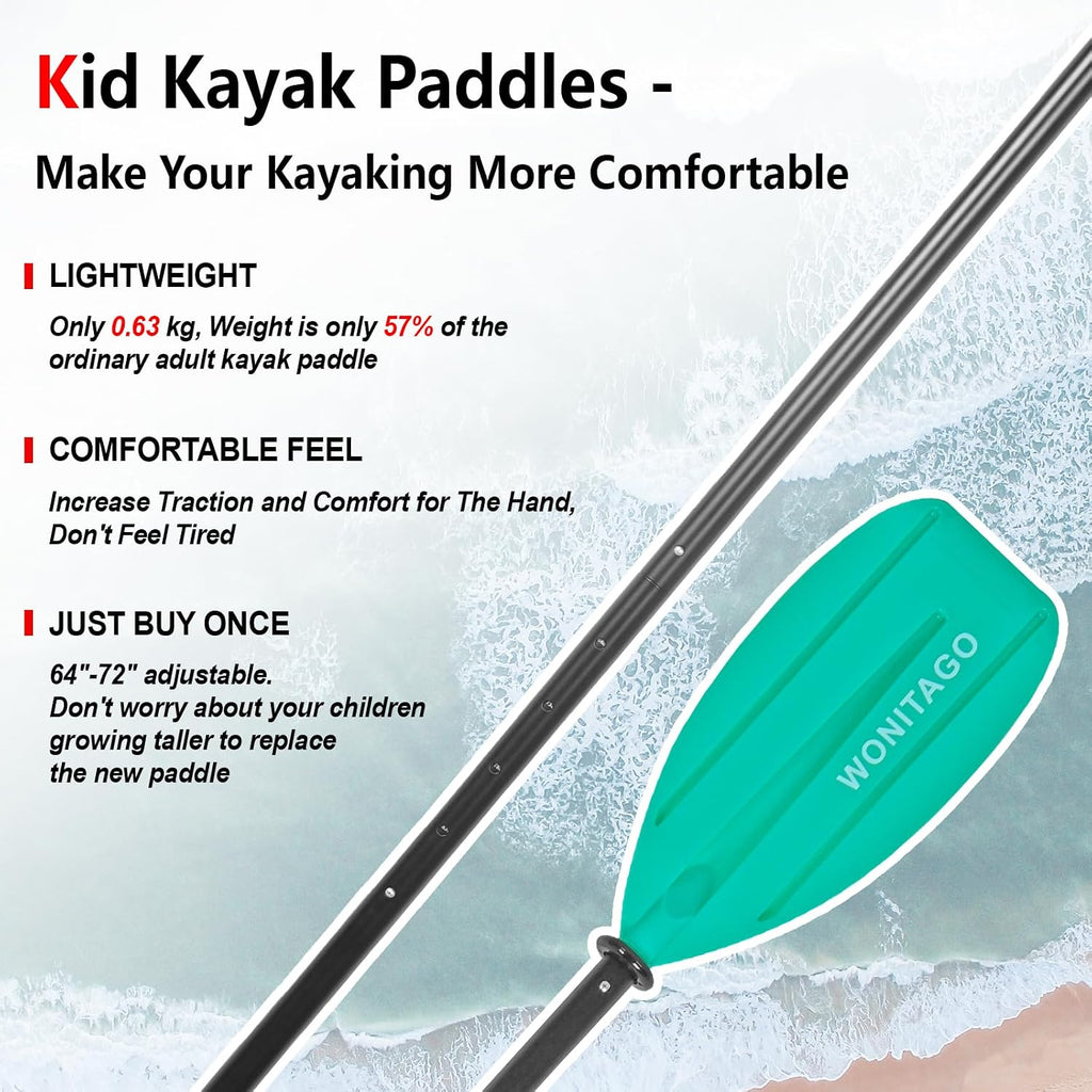 Kayak Paddle for Kid, Adjustable Kayaking Oar for Child and Youth