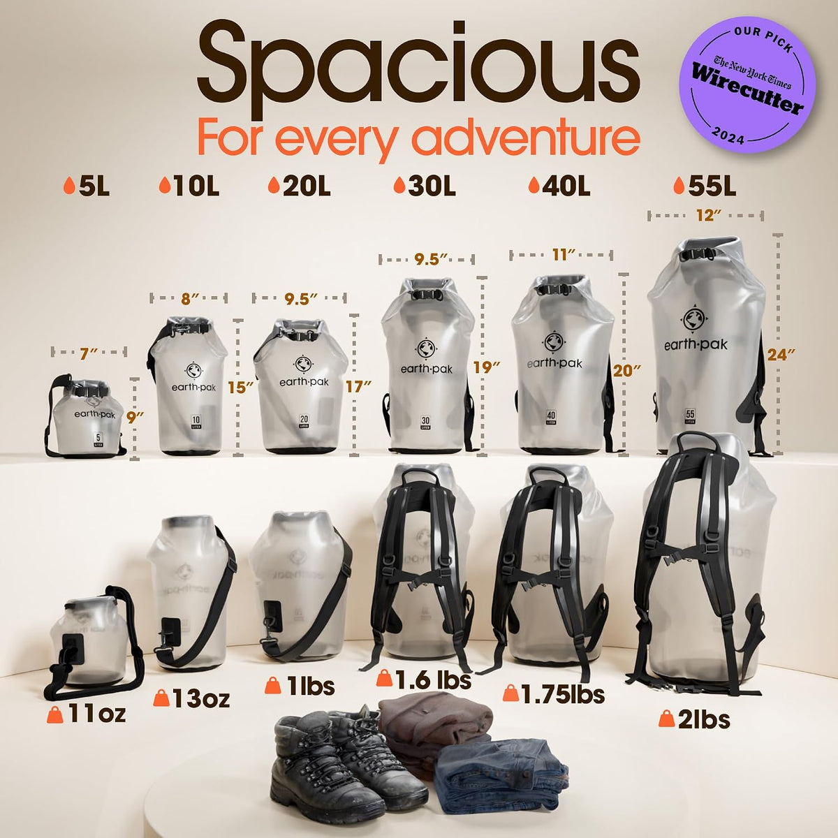 Earth Pak Waterproof Dry Bag - Roll Top Waterproof Backpack Sack Keeps Gear Dry for Kayak with Waterproof Phone Case