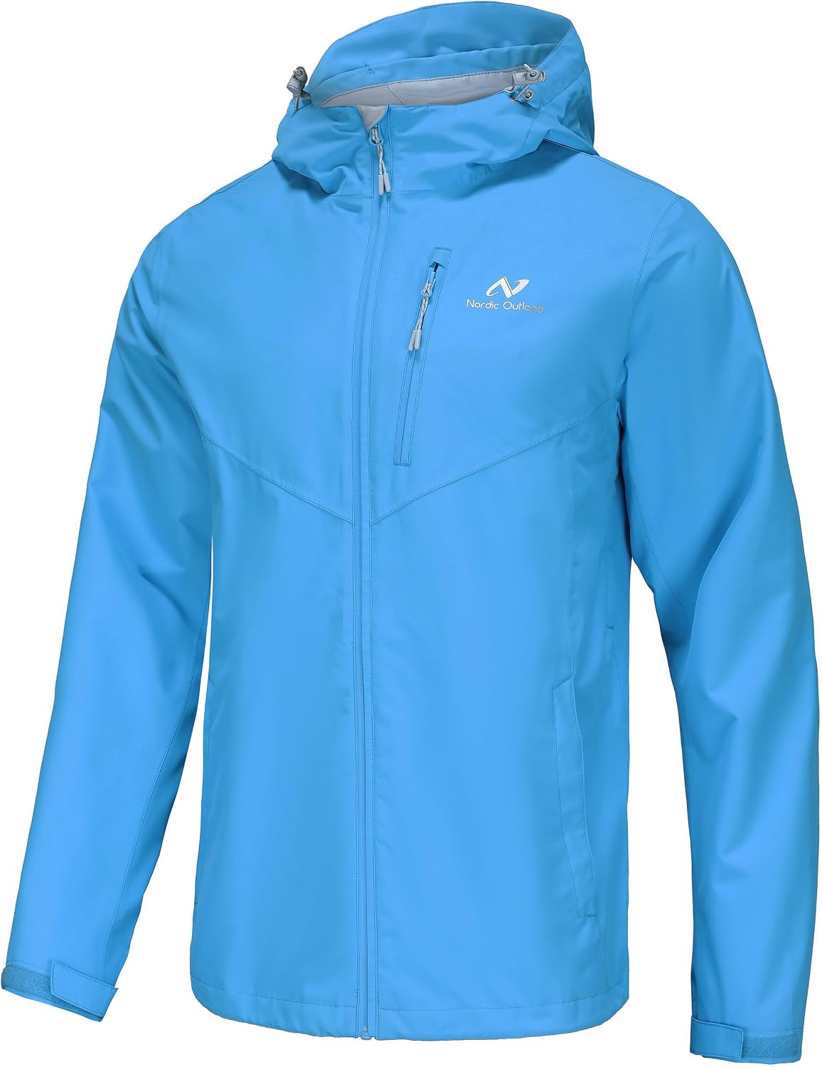 NORDIC OUTLAND Mens Lightweight Hooded Waterproof Rain Jacket Breathable Raincoat Shell for Outdoor Mountain Hiking