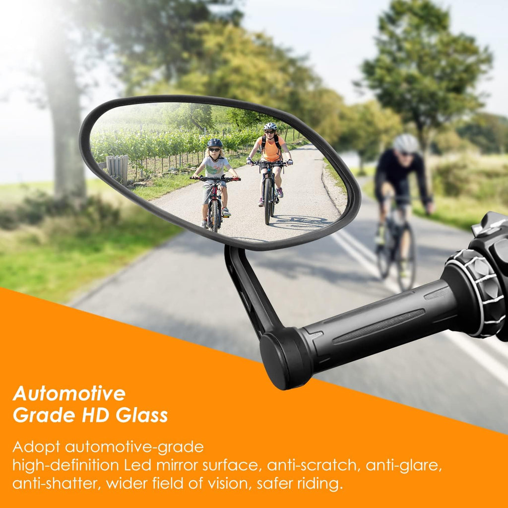Arkham Bike Mirror for Handlebar HD Bar End Bicycle Mirror Thickened Auto-Grade Glass for Handlebar Rearview Mirror Multi-Angle Adjustable, E-Bike Universal(Oval Pair)