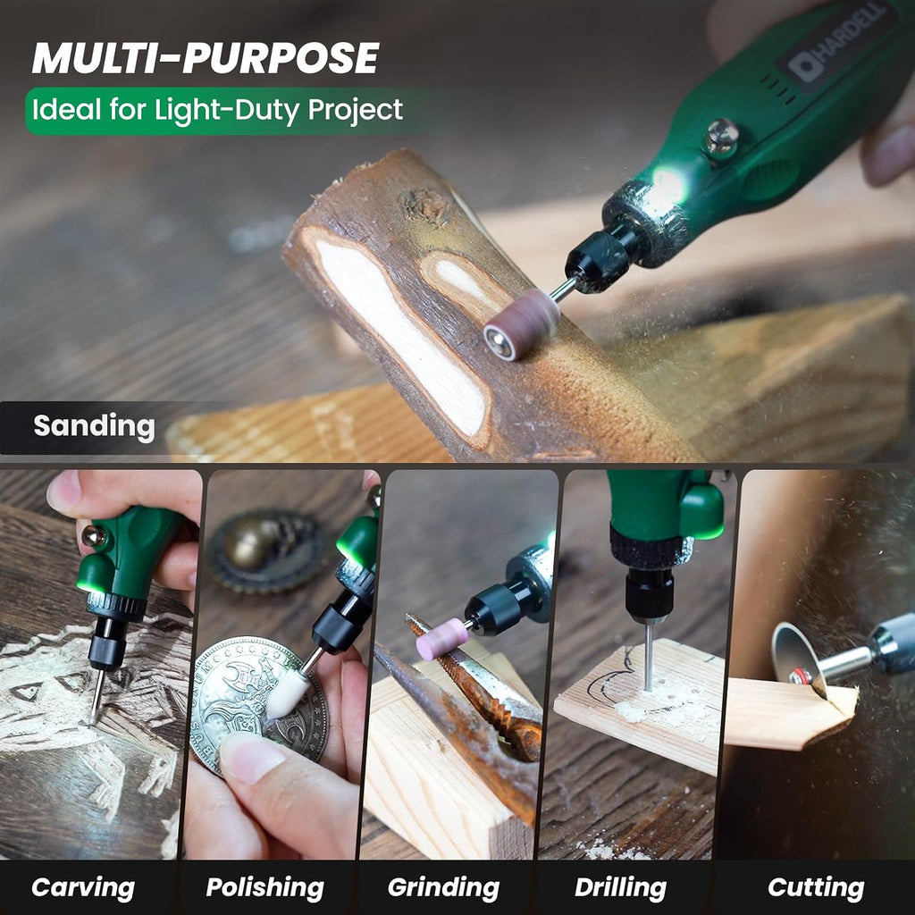 HARDELL Mini Cordless Rotary Tool, 5-Speed USB-C 69pcs Kit for DIY Crafts