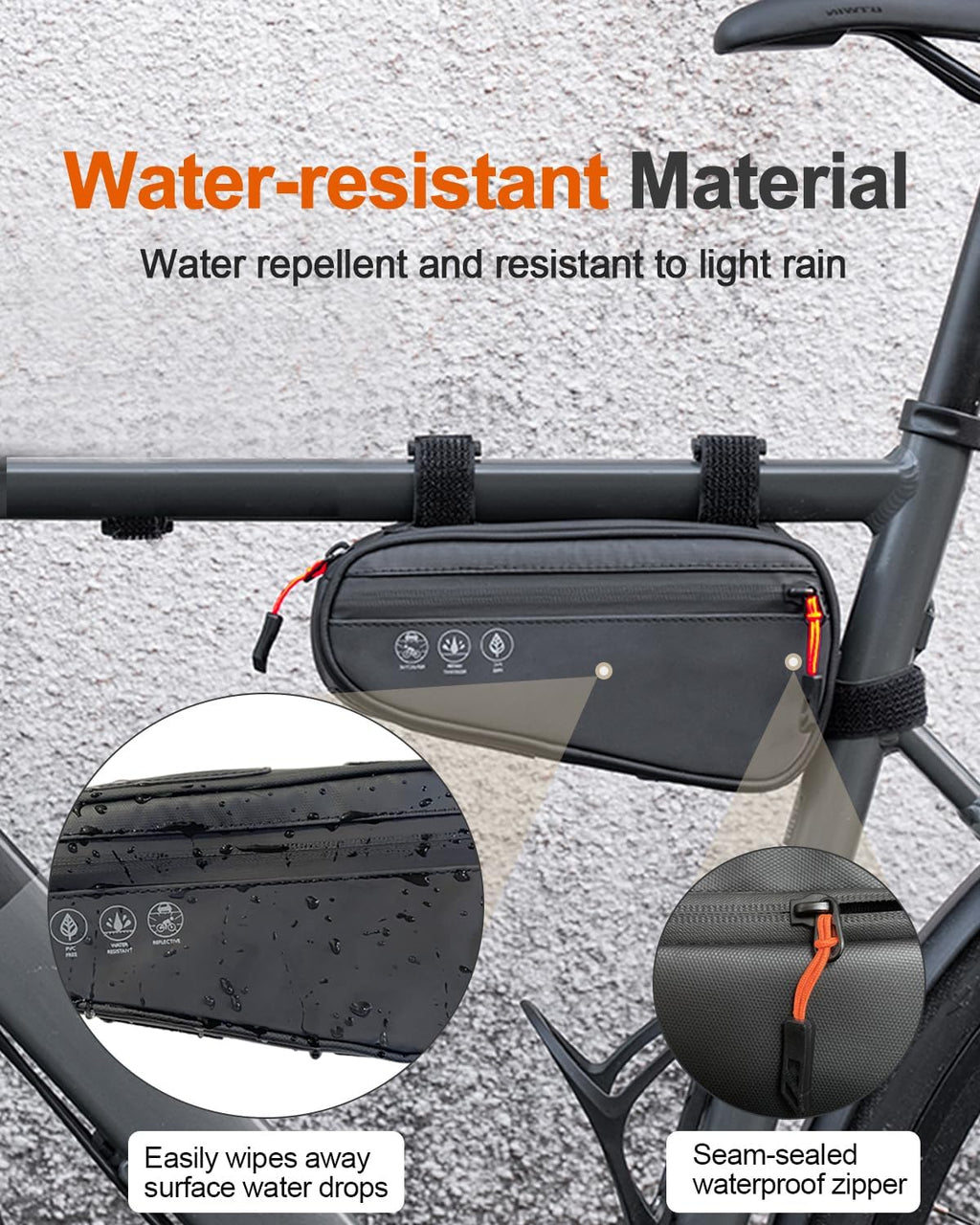 Bike Frame Bag, 3-in-1 Waterproof Top Tube Triangle Storage Pouch