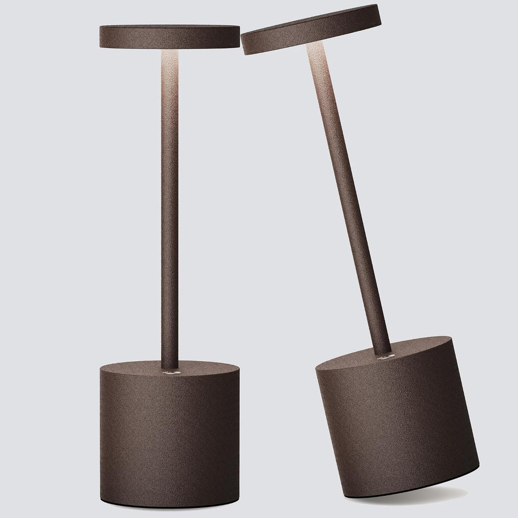 2Pack Cordless Table Lamp, Rechargeable LED Battery 5000mAh Metal USB Portable Powered Desk Lamp, 3 Levels Brightness Light for Restaurants Outdoor (2pack 10.25in Black)