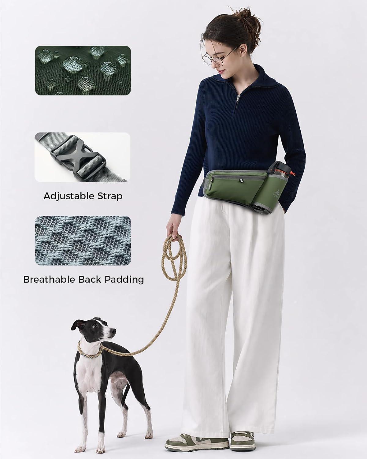 Fanny Pack with Water Bottle Holder, RFID Blocking Running Belt Bag