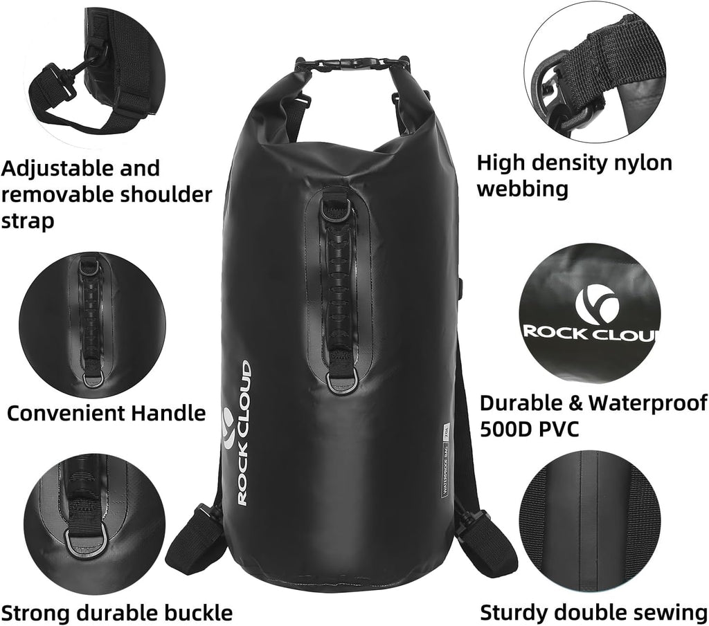 ROCK CLOUD Dry Bag Waterproof 10L Dry Sack for Kayaking Rafting Boating Beach Surfing Swimming Canoe Camping Hiking Fishing Ski