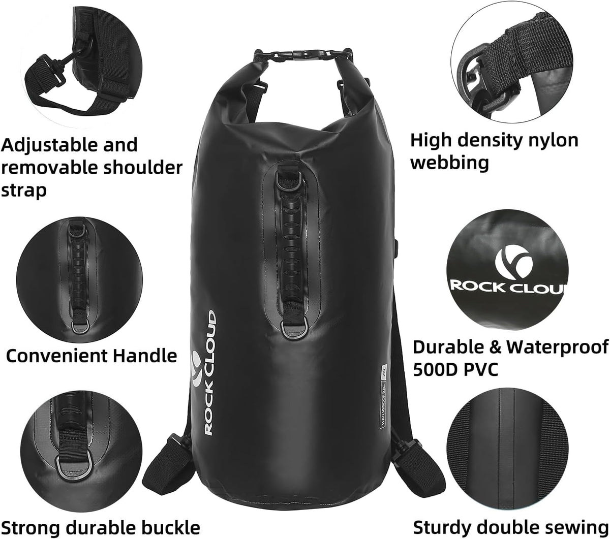 ROCK CLOUD Dry Bag Waterproof 10L Dry Sack for Kayaking Rafting Boating Beach Surfing Swimming Canoe Camping Hiking Fishing Ski