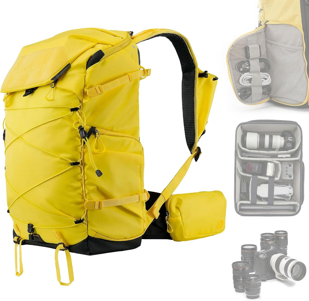LEOFOTO 35L Waterproof Travel Camera Bag Backpack for Photographer - Yellow