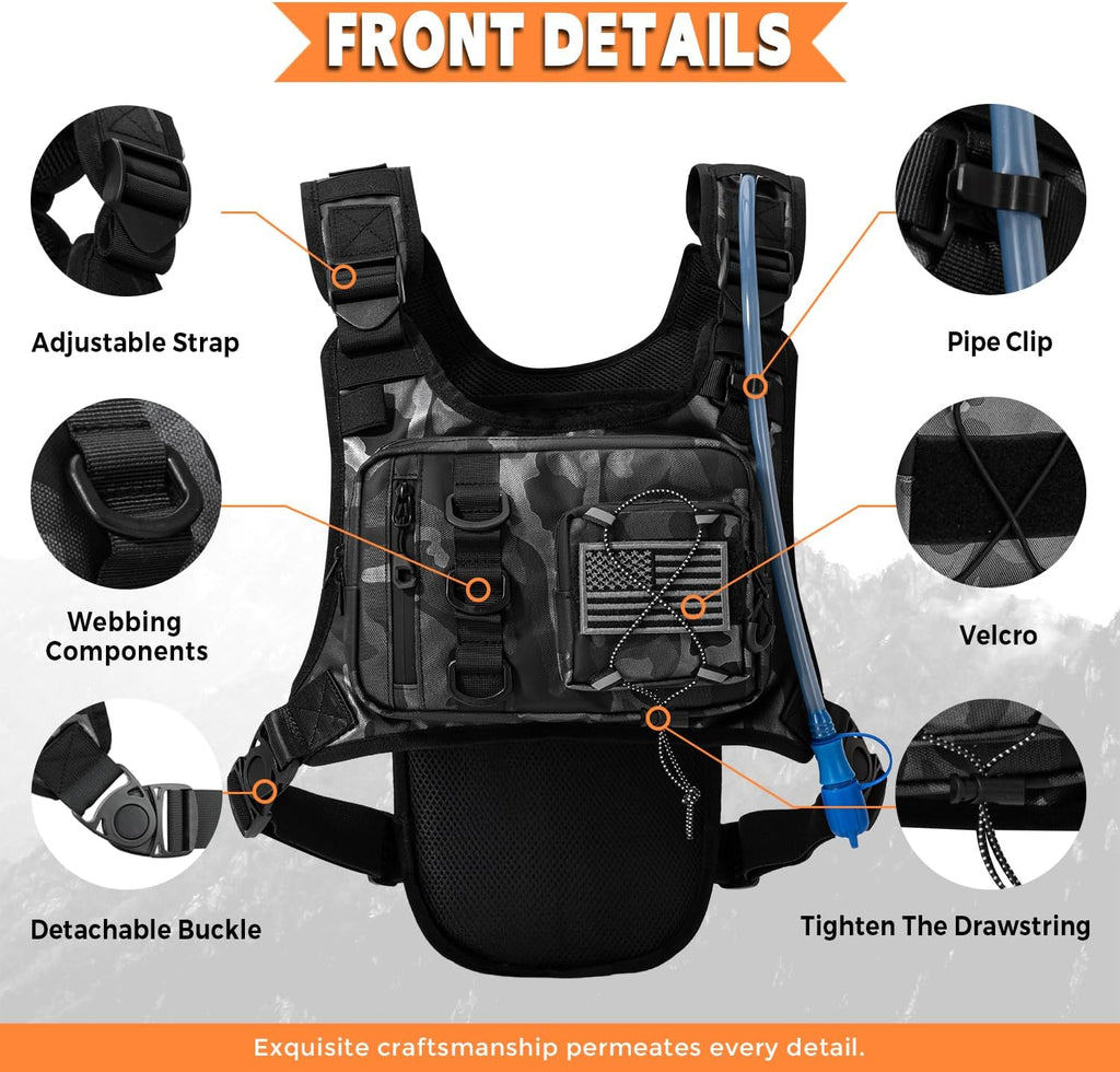 Outdoor Hydration Vest for Running & Hiking, Lightweight Breathable Water Backpack with 2.0L Bladder, Bounce-Free Chest Pack for Marathon, Cycling, Trekking for Men and Women