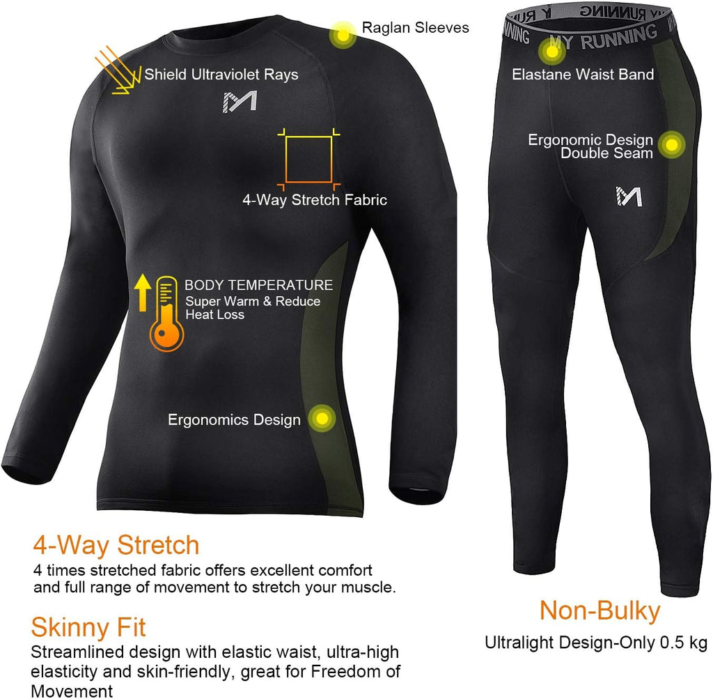 MEETYOO mens Men's Thermal Underwear Set Sport Long Johns Base Layer