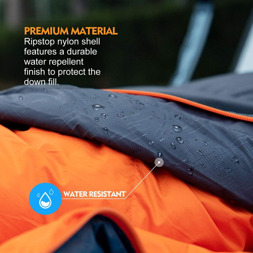 ZOOOBELIVES 10 Degree Down Sleeping Bag for Adults, 4-Season Cold-Weather Mummy Bag, Roomy Fit, 550+ Fill Power Warmth, Lightweight & Compressible for Car Camping, Backpacking & Hunting - AlpliveD1500