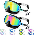 Vvinca Kids Swim Goggles with Nose Cover 2 Pack for 3-15 Anti-Fog Wide View
