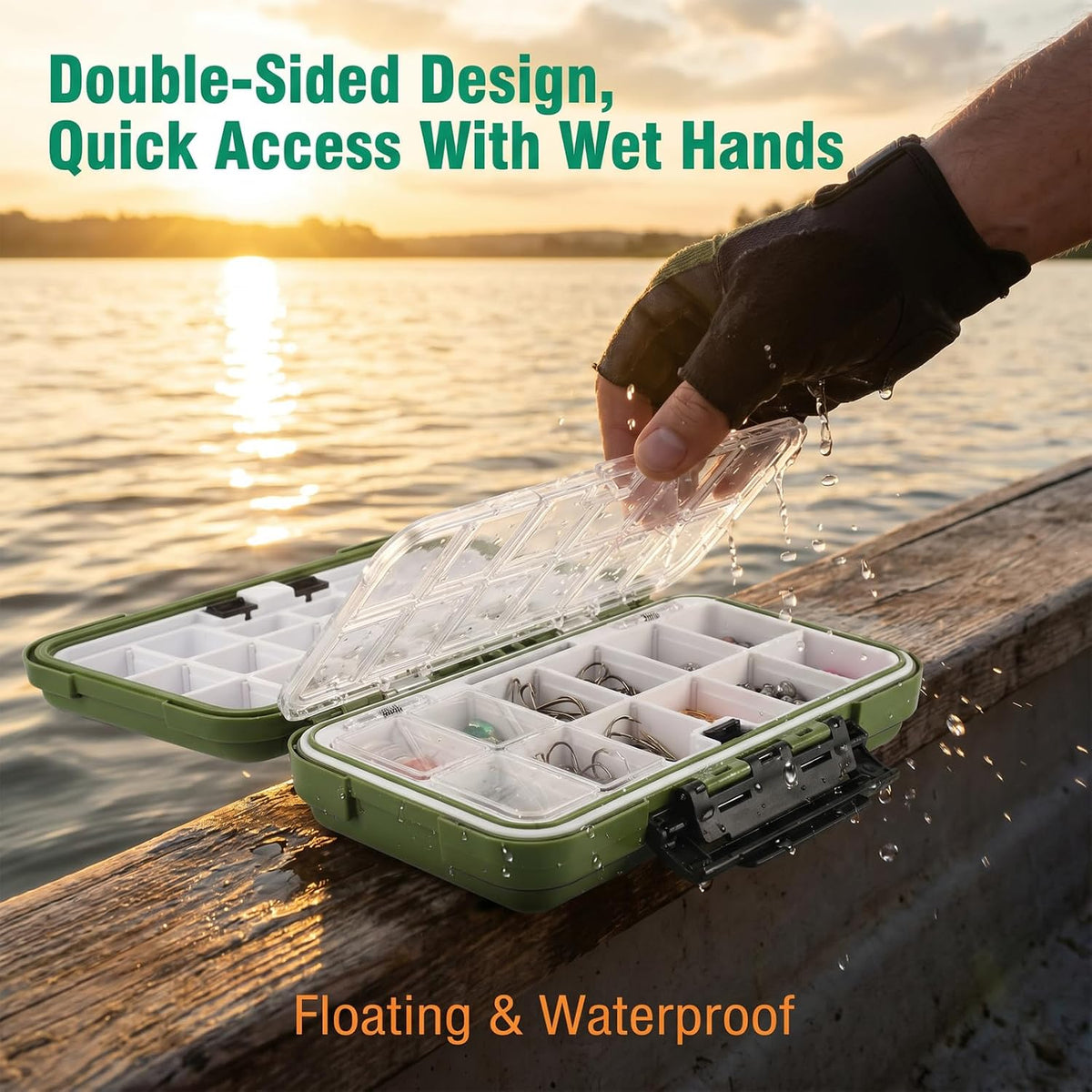 3Pcs Large Tackle Box Organizer, 30 Compartment Portable Waterproof Fishing Lure Box with Removable Dividers Double-Sided Plastic Storage Containers Terminal Fishing Tackle Boxes Organizer