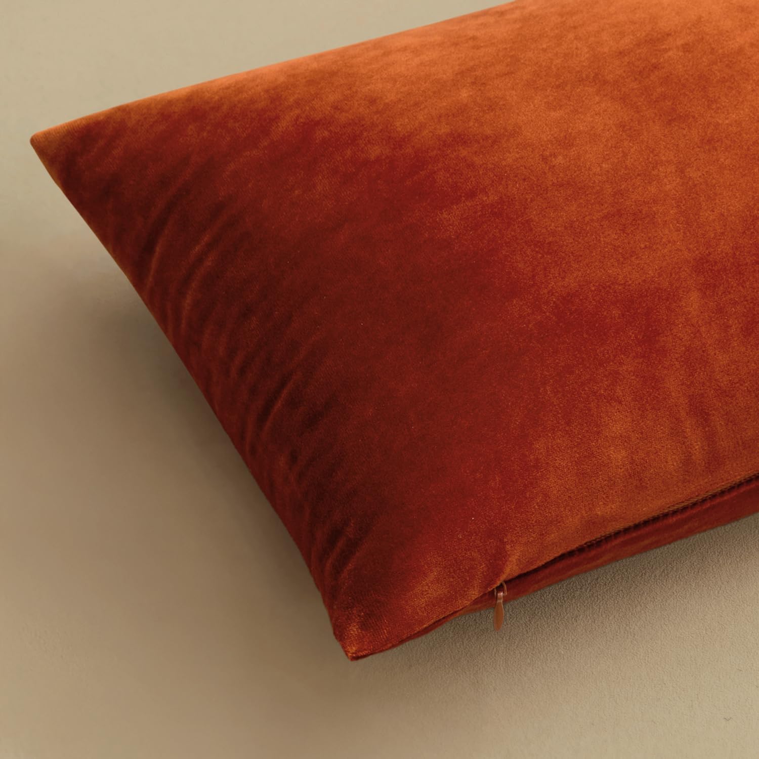 MIULEE Velvet Fall Throw Pillow Covers 18x18 Inch Pack of 2 Burnt Orange