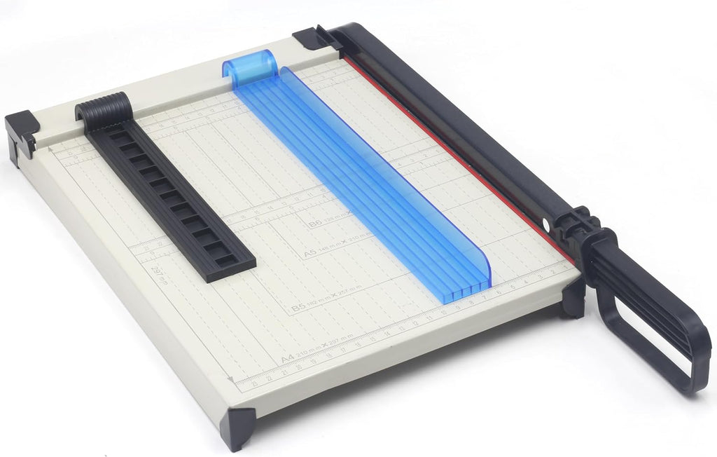 TEXALAN(R) Paper Cutter Letter Size Paper Trimmer 12” Cut Length 12 Sheet Capacity Guillotine Paper Photo Cutter with Magnet Clamp, Paper Guide, Size Guideline