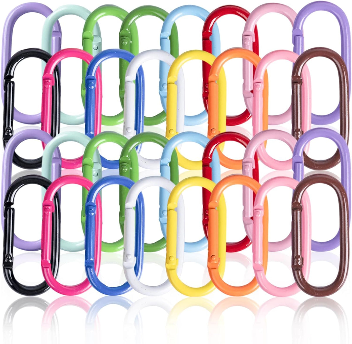 32Pcs Colorful Carabiner Clips,Oval Spring Clips Keychain Clip,Cute Carabiner Aluminum Hook Accessories Snap Link Key Chain Ring Hook