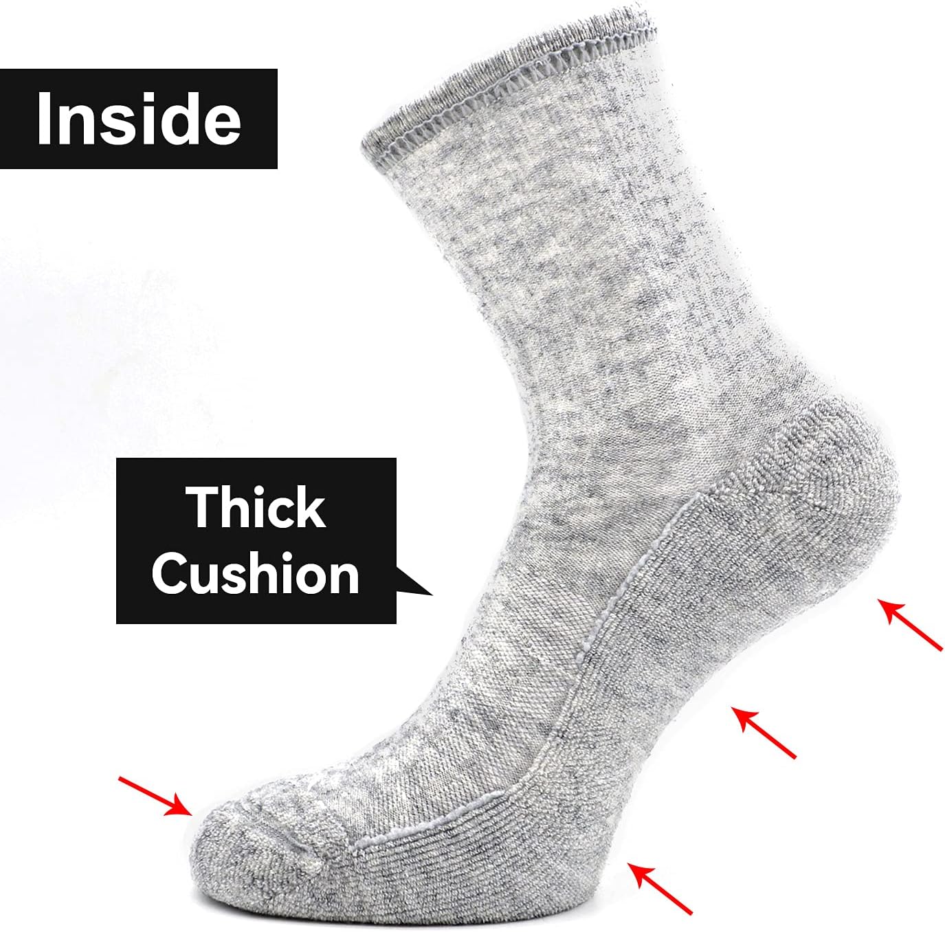 Socks Daze Crew Warm Merino Wool Blend Cushioned Hiking Socks for Men Women