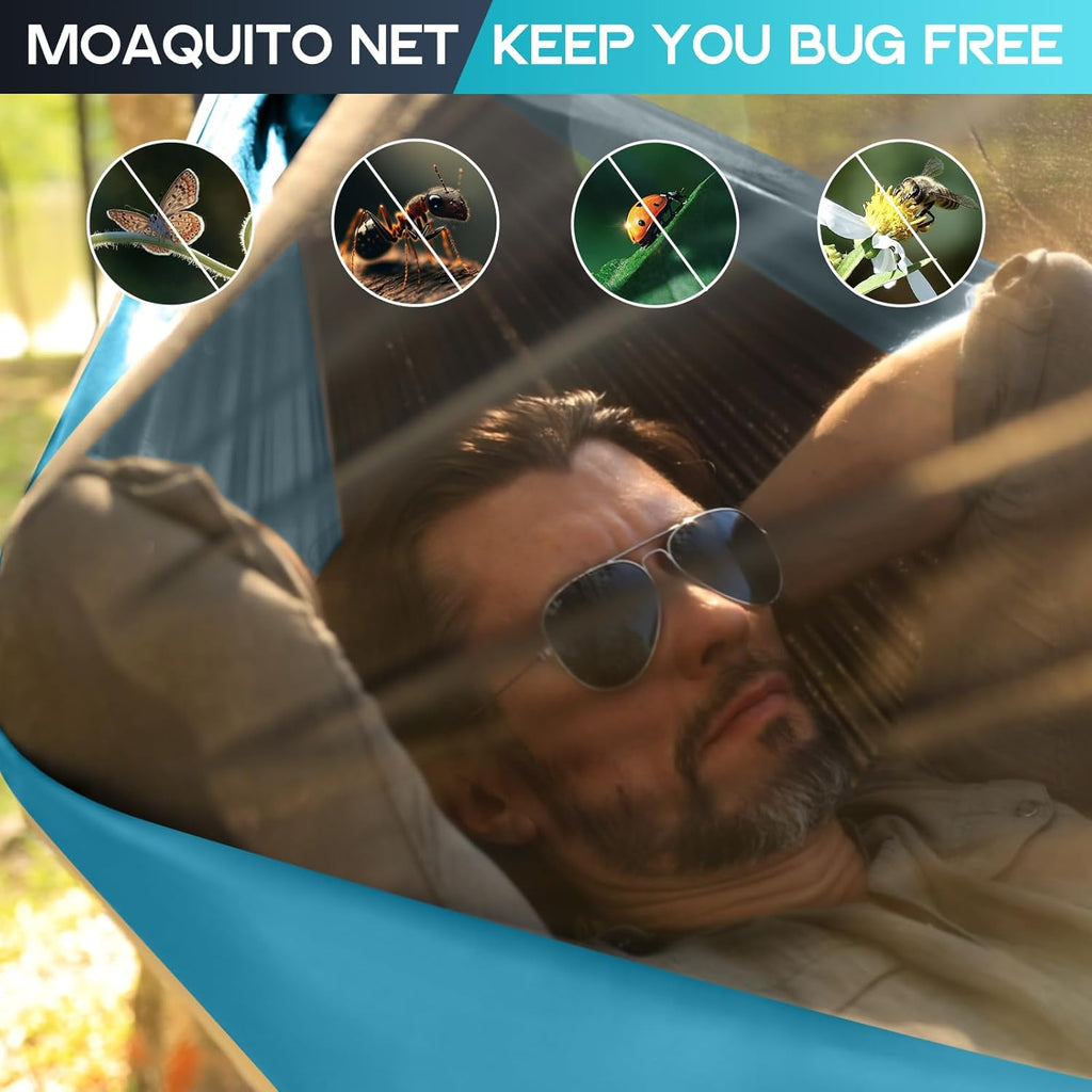 Camping Hammock Mosquito Net,Double & Single Portable Hammocks Hammocks with 2 Tree Straps,Hammock Tent for Travel Camping,Camping Accessories for Indoor Outdoor Hiking Backpacking Backyard Beach