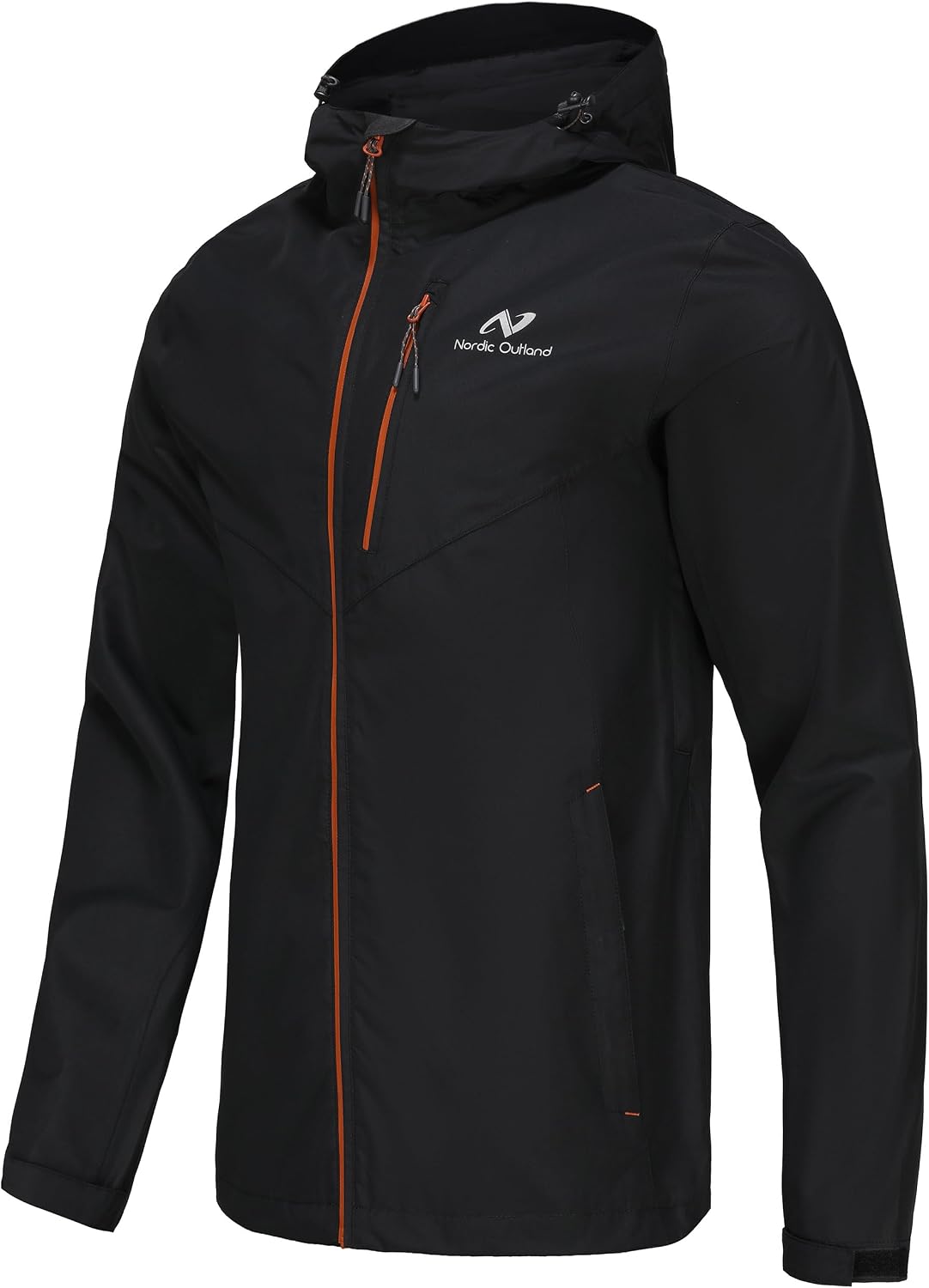 NORDIC OUTLAND Mens Lightweight Hooded Waterproof Rain Jacket Breathable Raincoat Shell for Outdoor Mountain Hiking
