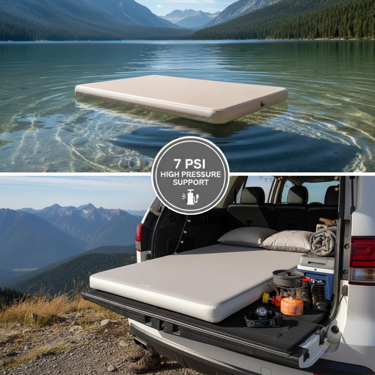 Freein Camping Sleeping Pad Drop Stitch, Double 76" x 51"x4"