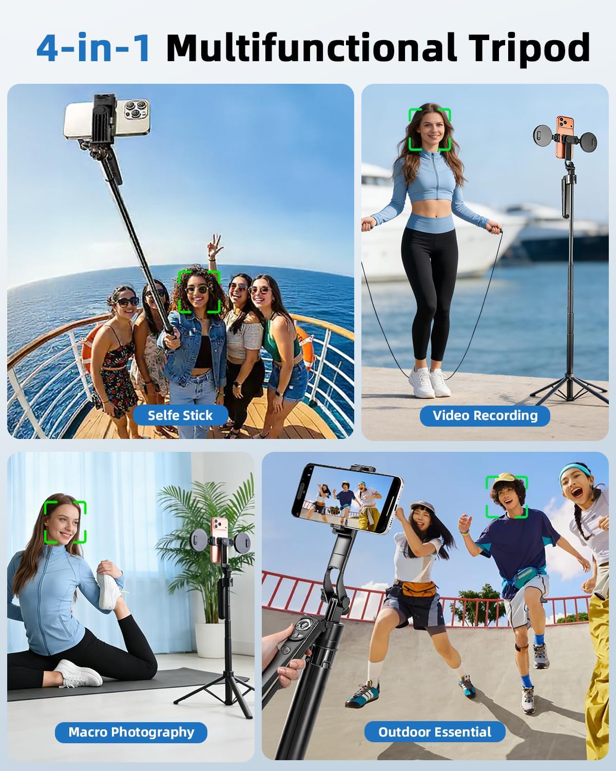 Auto Face Tracking Selfie Stick Tripod for iPhone with Light 360° Rotation that Follows Your Movement 70.9" Camera Tripod Stand with Remote for Content Creator Vlog Live Stream Video Recording