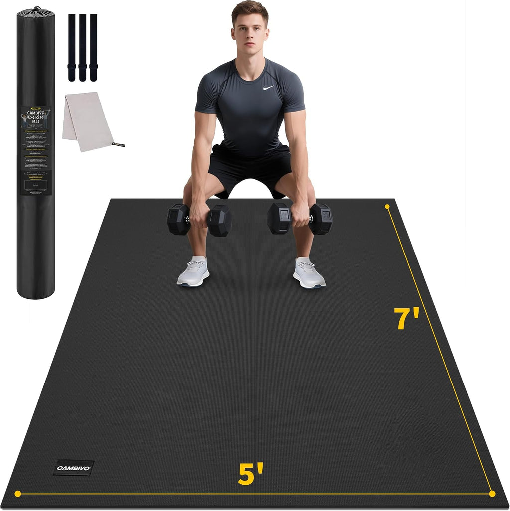 CAMBIVO 8'x6'/7'x5'/6'x4' Large Exercise Mat Workout Mat for Home Gym, 7mm