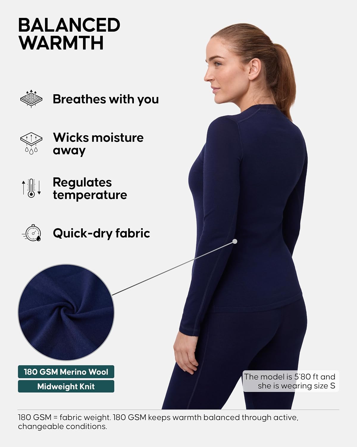 DANISH ENDURANCE Merino Wool Long Sleeve Shirt for Women, Base Layer