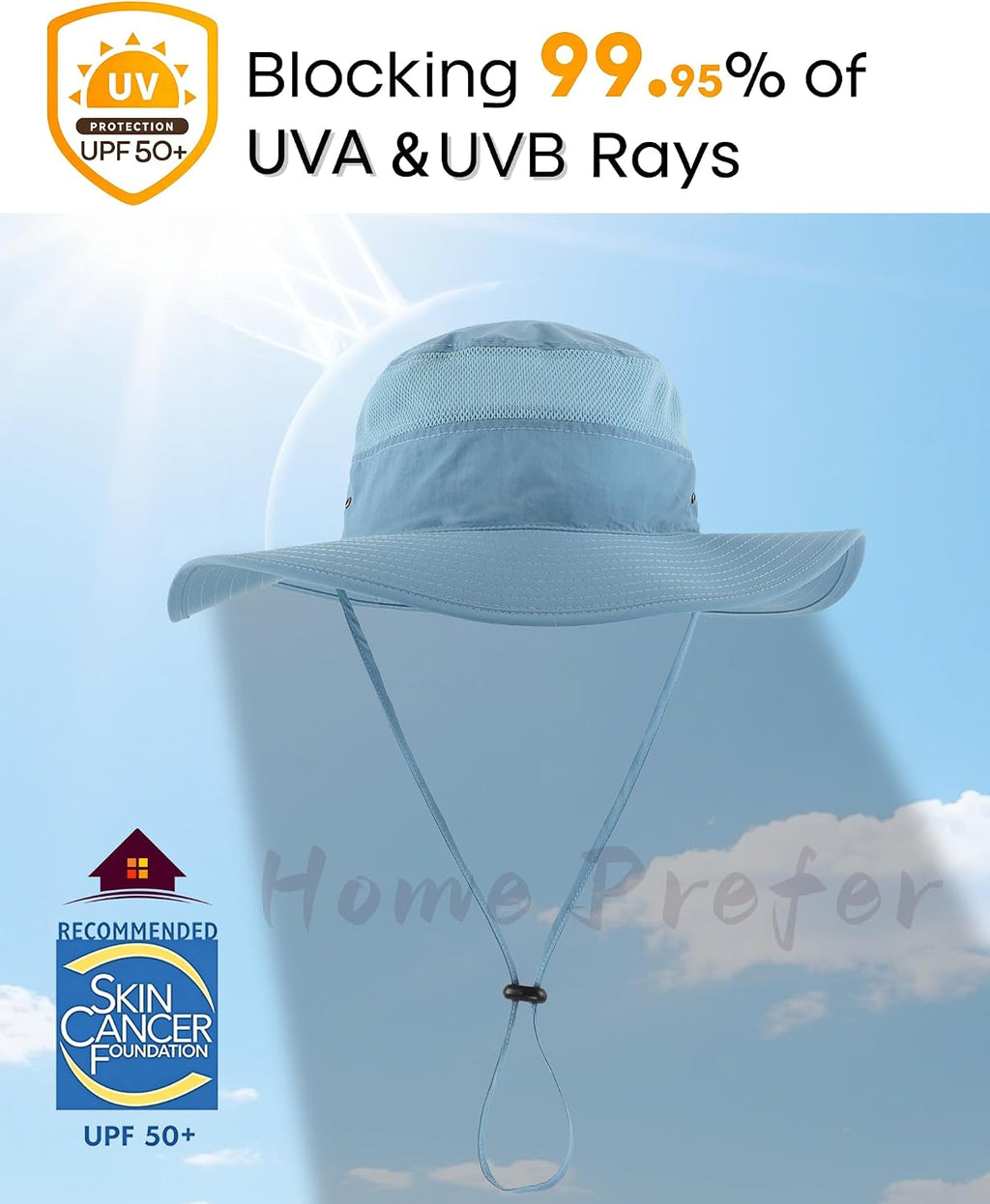 Home Prefer UPF 50+ Men's Sun Hat Wide Brim Bucket Hat UV Protection Hat for Mens Womens Beach Safari Gardening Golf Fishing