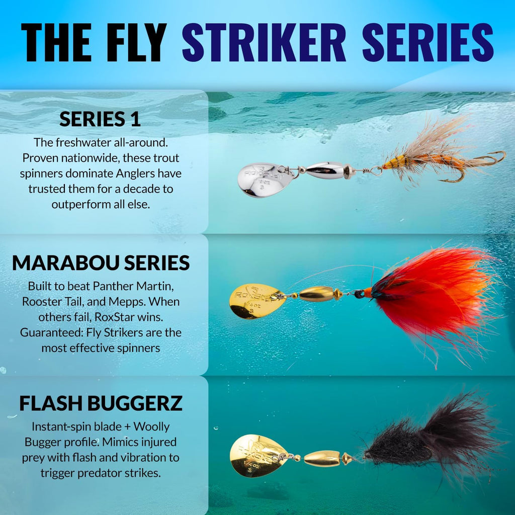 RoxStar Fly Strikers Proven Nationwide to Out-Fish Any Spinner | Hand-Tied in The USA | Most Versatile Fishing Spinner Ever! Trout, Bass, Steelhead