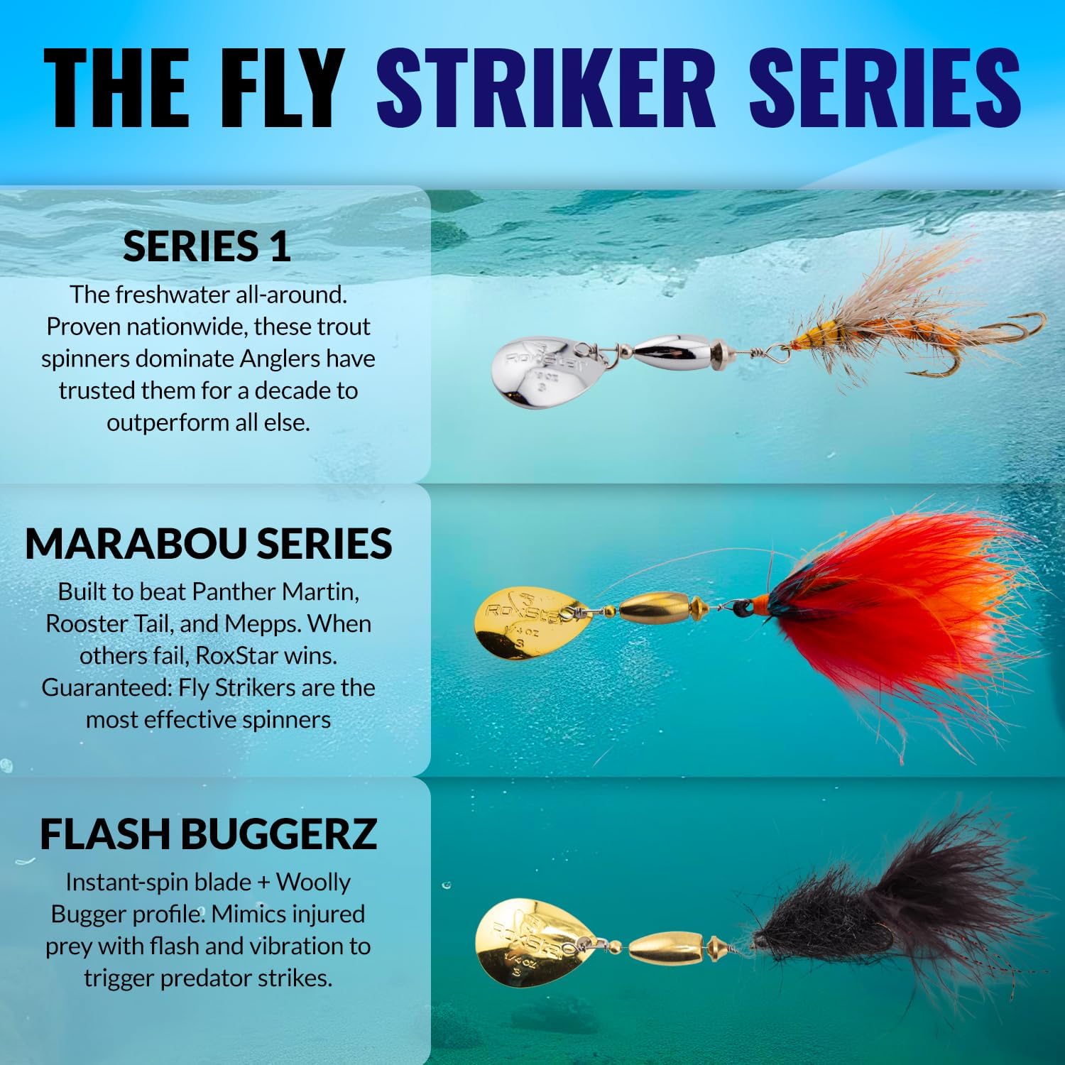 RoxStar Fly Strikers Proven Nationwide to Out-Fish Any Spinner | Hand-Tied in The USA | Most Versatile Fishing Spinner Ever! Trout, Bass, Steelhead