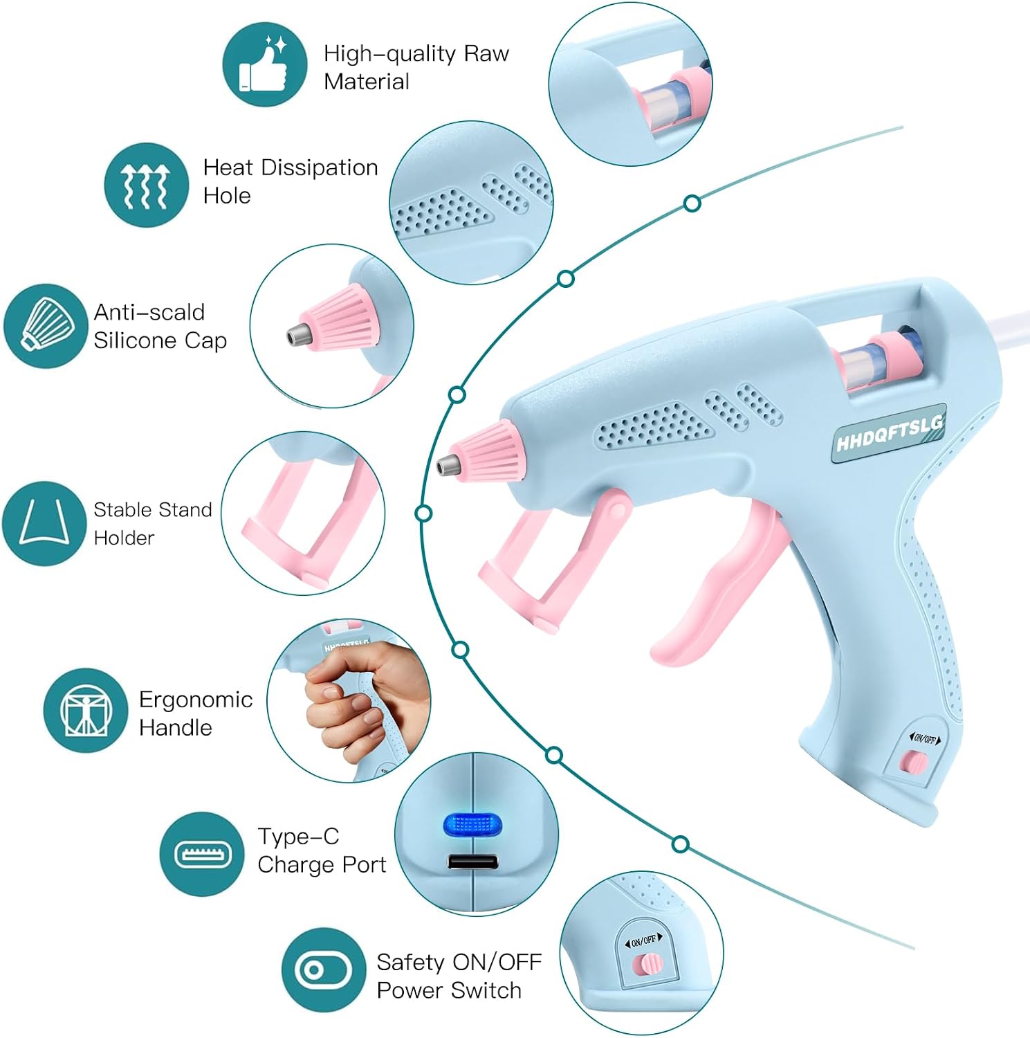 Cordless Hot Glue Gun Kit with 30 Sticks, Fast Heating 2.6Ah Rechargeable