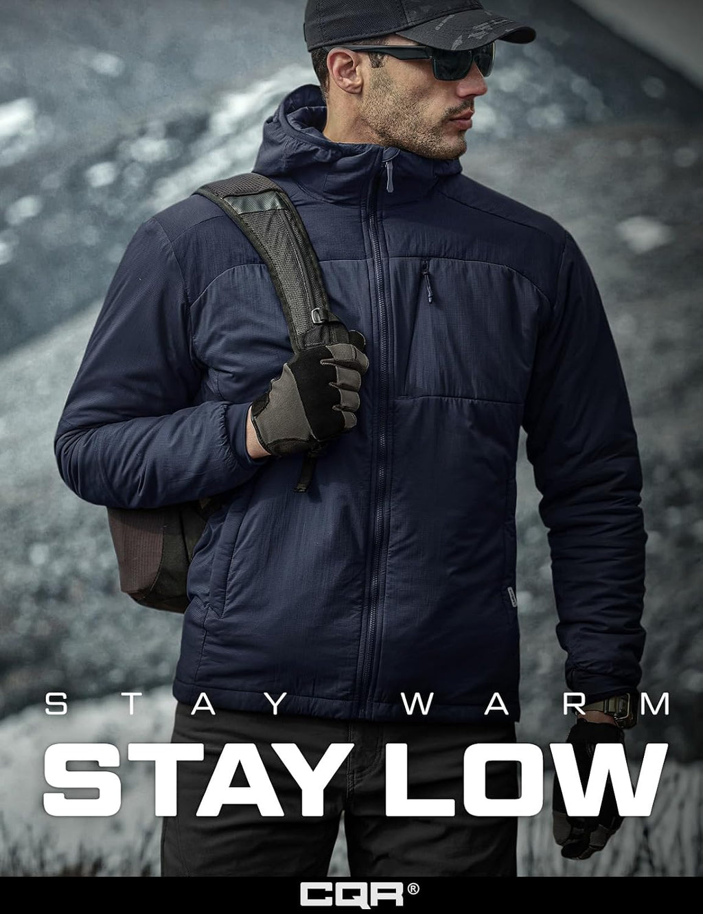 CQR Men's Lightweight Warm Insulated Jacket, Windproof Water Resistant Winter Active Coat for Hiking Work Outdoor Tactical