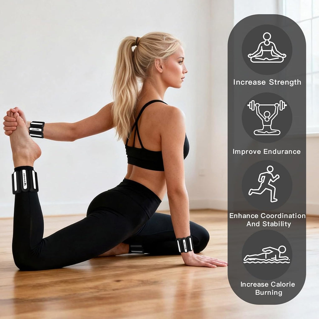 Abahub Adjustable Wrist & Ankle Weights 2Pack, Wearable Silicone Weighted Bracelet for Women, Arm Leg Weights for Home Gym Workout, Jogging, Yoga & Pilates