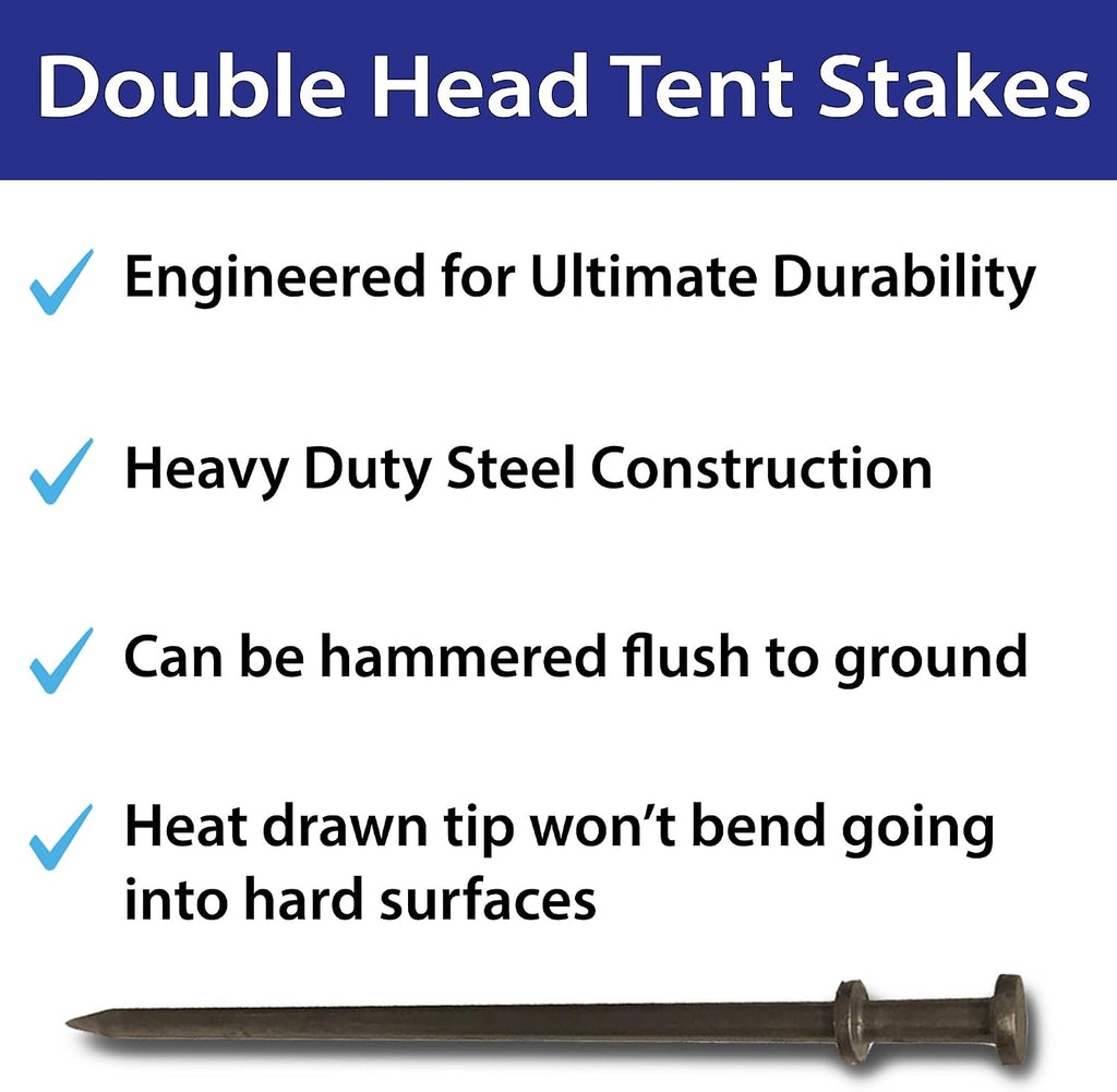 Heavy Duty Double Head Tent Stakes, 1 x 30 inch, 10 Pack
