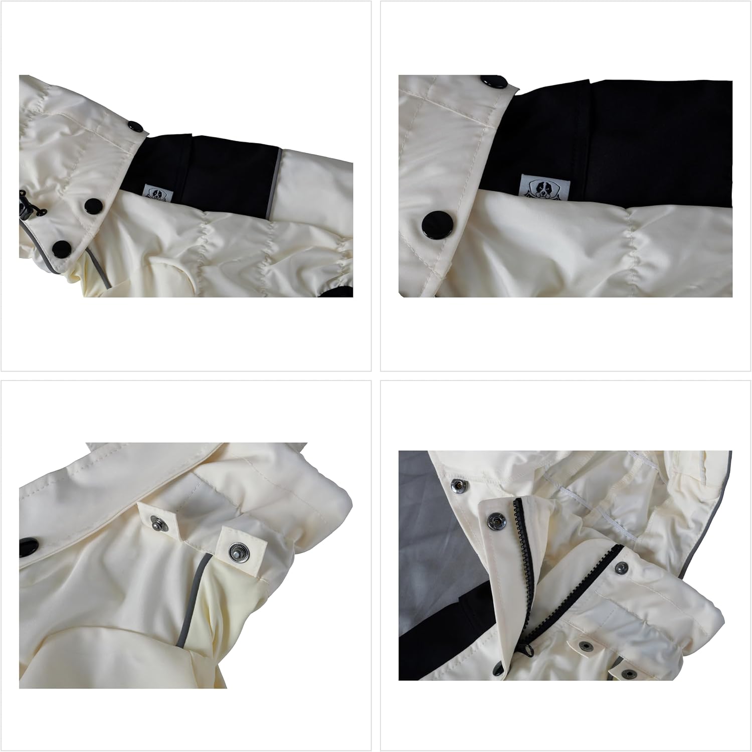 LOVELONGLONG Waterproof Dog Raincoat with Removable Hood – Outdoor Full Body Dog Jacket, Windproof Snowproof Shell Suit – All Season Pet Rain Gear Ivory 3XL
