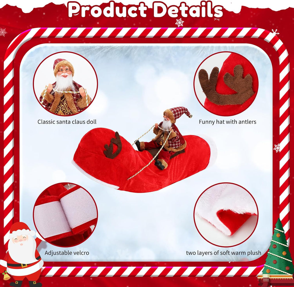BWOGUE Santa Dog Costume, Dog Christmas Outfit, Riding Pet Clothes, Size L