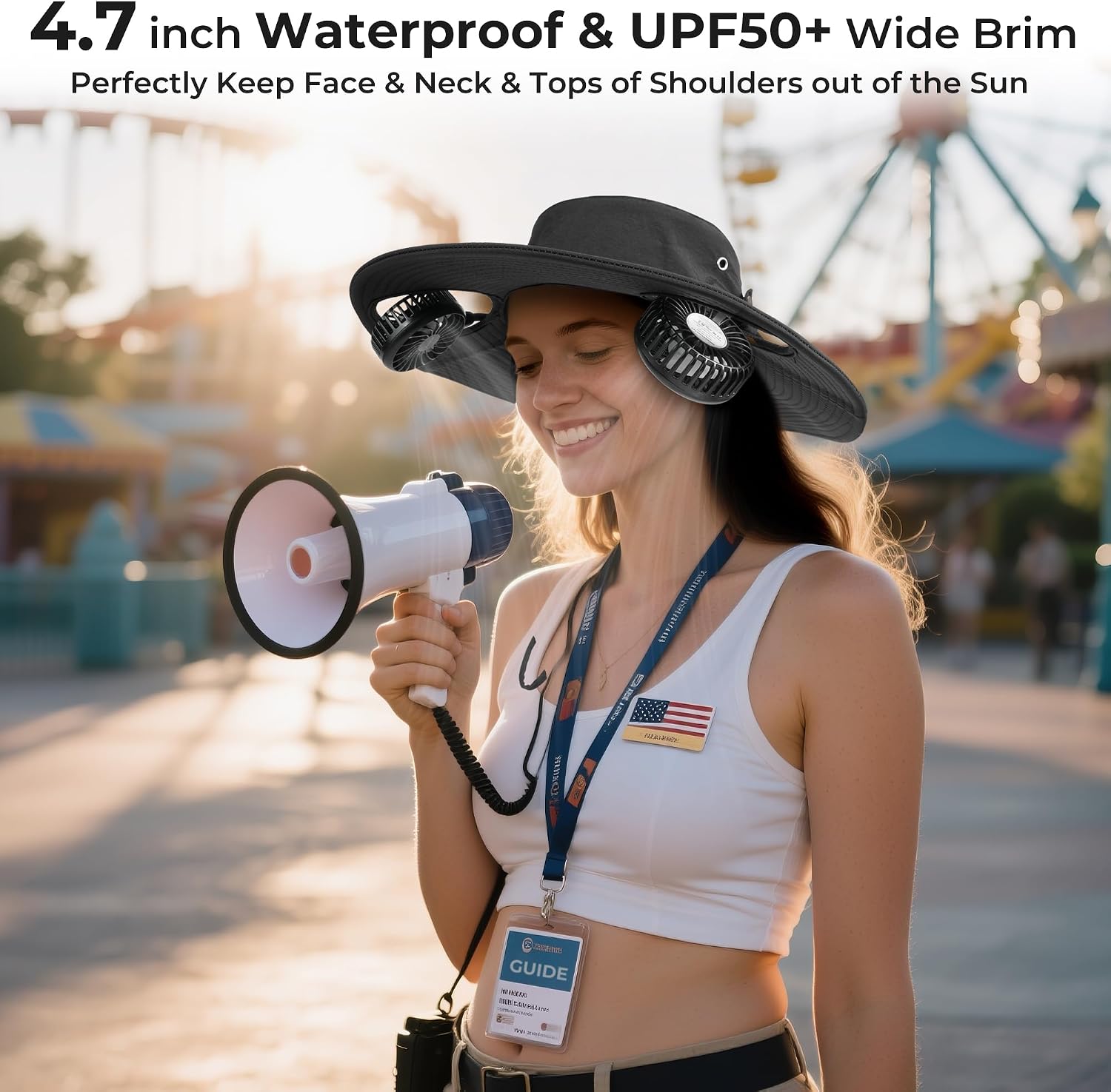 AMACOOL Bucket Hat Fan, Gifts for Him Father Dad Husband, Fishing Essentials for Women Men Camping Hiking Beach Gardening