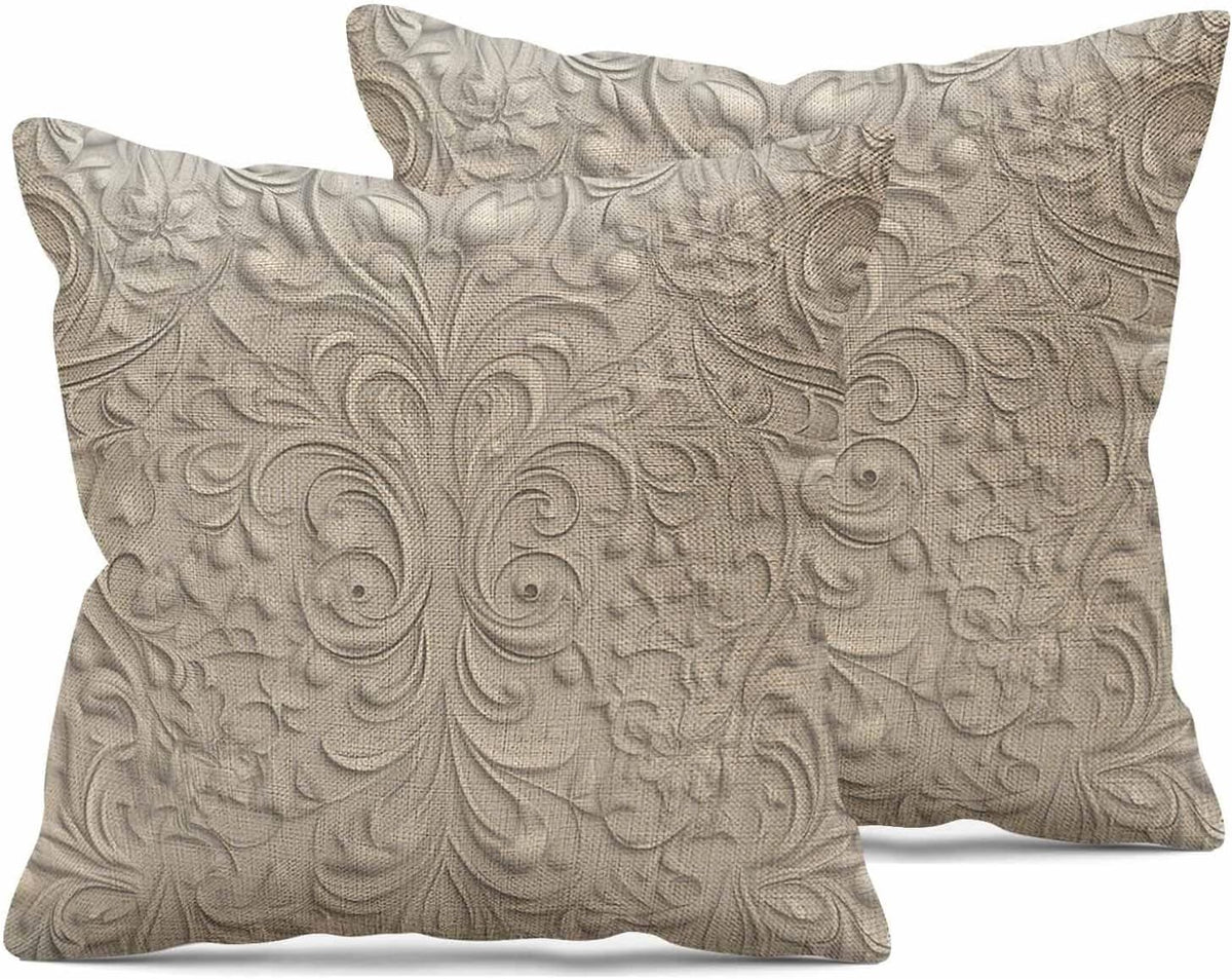 3D White Paper Throw Pillow Covers Set of 2 Retro Natural Leaves and Flowers Throw Pillow Covers Couch Square Pillowcases Cushion for Living Room Bedroom Sofa 18x18 Inch